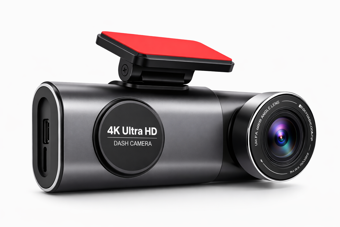 Dashcam 4K avant et arrière filmant la plaque du véhicule qui précède